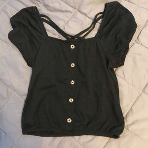 Black shirt with crossing back